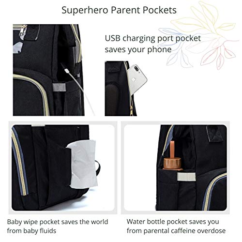 3 in 1 Diaper Bag – Multifunctional Baby Changing Station – Versatile and Practical Accessory for Parents – Lightweight and Portable Bassinet –Large Storage Capacity – Baby Travel Bag with USB Charger