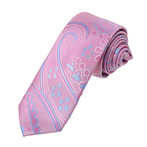 Dan Smith DAE7B11F Hot Pink Blue Paisley Excellent Gift Giving Microfiber Skinny Tie Buy For Lawyers Thin Tie