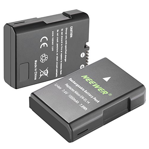 2 Batteries EN-EL14 Compatibles Nikon - Pour D3100, D3200, D3400, D3500, D5100, D5200, D5300, Coolpix P7000/P7100/P7700