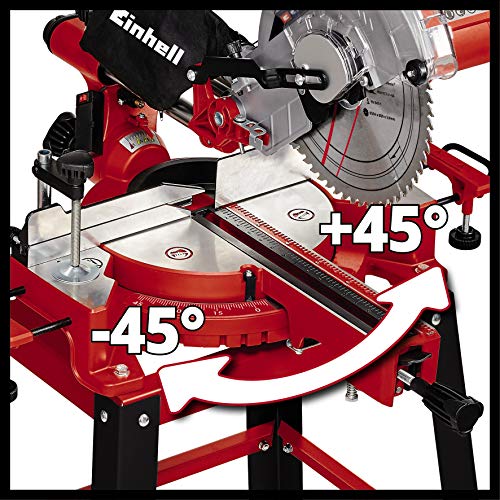 Einhell Zug-Kapp-Gehrungssäge TC-SM 2531/2 U (1900 W, 4.800 U/min, Ø254 x ø30 mm Sägeblatt, Laser, neigbarer Sägekopf… – Bild 7