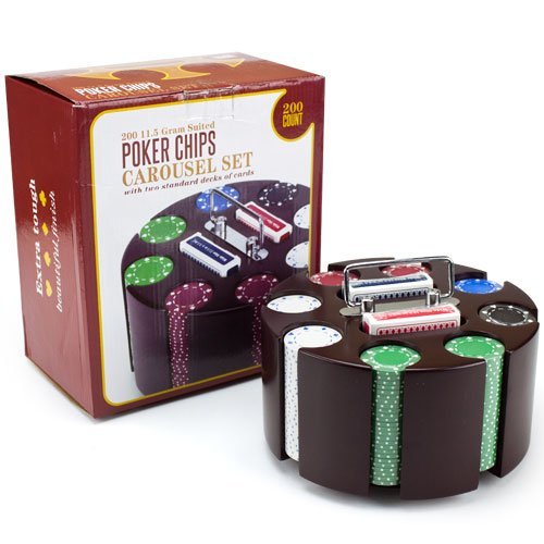 Brybelly Poker Chip Set in Wooden Carousel Case, 11.5gm - //coolthings.us
