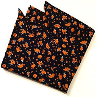 Black pocket square with orange flowers