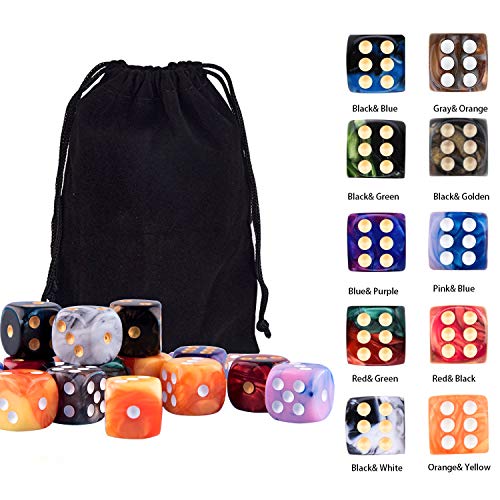 image for AUSTOR 100 Pieces 6 Sided Game Dice Set 10 Two Tone Colors Dice Round 