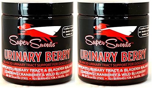 Super SnoutsUrinary Berry Urinary Tract Supplements for Dogs & Cats, Made in USA, US & Canadian Blueberry & Cranberry Powder, UTI, Kidney Health Support, Bladder Support for Dogs (2.63 oz, Pack of 2)