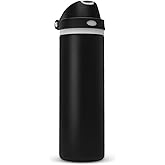 XccMe 24 oz Insulated Water Bottle with Straw,Stainless Steel Leak Proof Water Bottle,2-in-1 Lid with One-Touch Flip Lid & Straw,Keep Cold All Day for School,Travel,Gym,Camping,Sports,Black