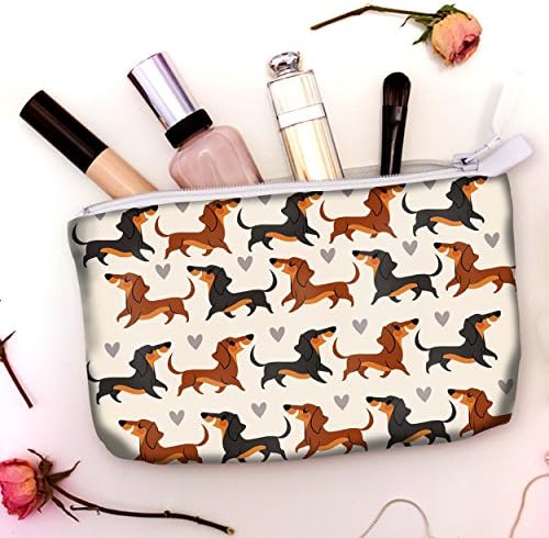 VOTANTA - Dachshund Cute Accessory Pouches For Women and Girls (White) (8.5X6 INCH)
