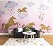 [2 PCS] Unicorn Wall Decals, Romantic Unicorn Wall Stickers Girls Bedroom, Unicorn Wall Stickers Decorations, Wall Decor with Clouds