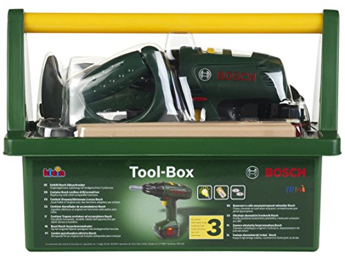 Theo Klein 8429 Bosch Werkzeug-Box | Mit Säge, Hammer, Zange und vielem mehr | Batteriebetriebener Akkuschrauber | Maße: 31 cm x 16,5 cm x 22,5 cm | Spielzeug für Kinder ab 3 Jahren – Bild 2
