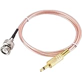 uxcell BNC macho a 0.138 in 1/8inch mono TS macho cable de audio de alimentación coaxial 6.0 ft/6 pies
