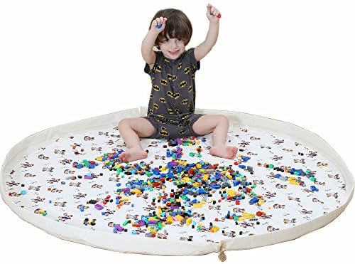 Best Kids Play Mat OKROO Toy Storage Bag Soft Cotton Organizer Opens to 60 Inch Circular Play Area Bear Design GREAT-GIFT