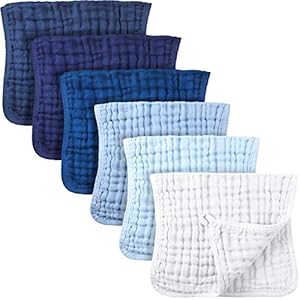 Irenare 6 Pieces Large 20 x 10 Inch Muslin Burp Cloths Multi-colors Cotton Muslin Washcloths Baby Burping Cloth Diapers…