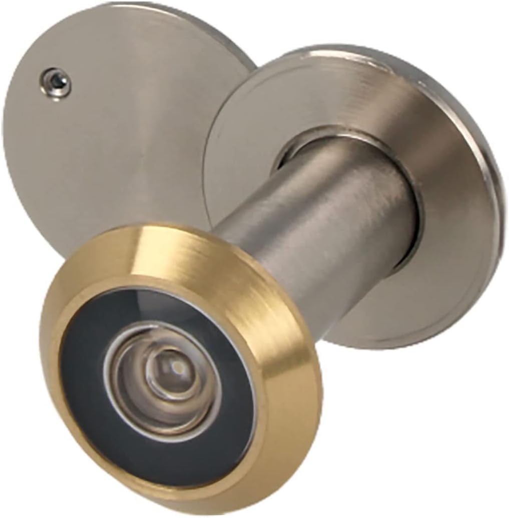 Amig - Model 3 Gold and Silver Door Visor with superangular Lens for Interior and Exterior Doors, in Double Gold and Opaque Chromed Brass - Dimensions Diameter 14 mm, Door Thickness 35-60 mm