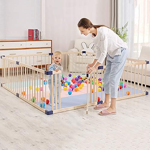 Baby Playpen Wood Play Yard Safety Fence With Gate, Portable Playpen For Kids Indoor And Outdoor, 90x110cm (Size : 90x110cm)