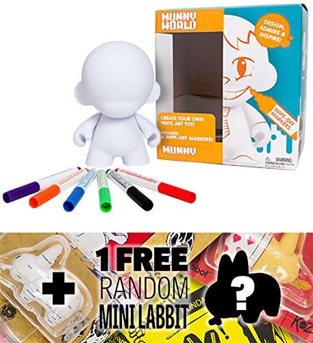 White Munny: ~7" Munny World Reusable DIY Figure w/ Wipe-Off Pens + 1 FREE Official Labbit Mini-Figure Bundle
