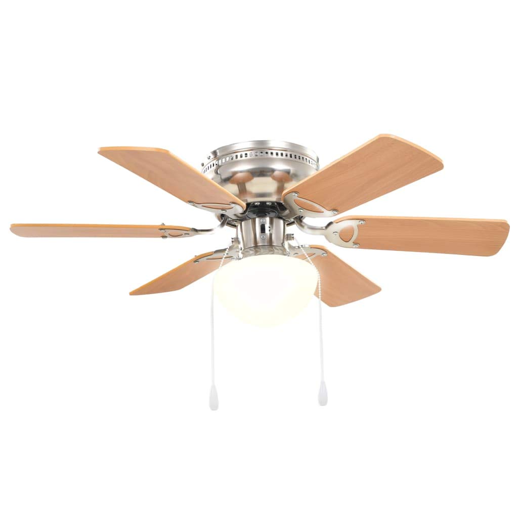 Vidaxl Ornate Ceiling Fan With Light 82cm Light Brown 3 Speed
