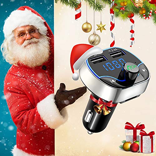 Comsoon Bluetooth FM Transmitter for Car, [Compact Design] Wireless Radio Receiver Adapter Kit with Hands-Free Calling, Dual USB Charger 5V/2.4A & 1A, Support TF/SD Card, USB Disk - Thumbnail 7