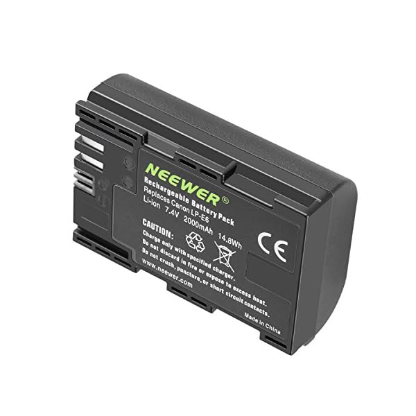 Neewer LP-E6 LP-E6N Kamera Ersatzakku für Canon, 2-Pack 2000mAh Batterie Ladegerät Set für EOS 7D Mark II/5D Mark IV/5D Mark III/70D/5DS/5DS R/5D Mark II/6D/7D/80D/60D usw. (Schwarz) – Bild 8