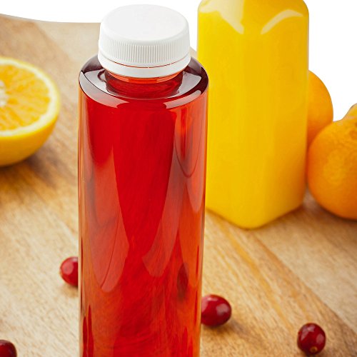 12 Ounce Juice Bottles, 100 BPA Free Empty Plastic Bottles Recyclable, With Safety Cap, Clear