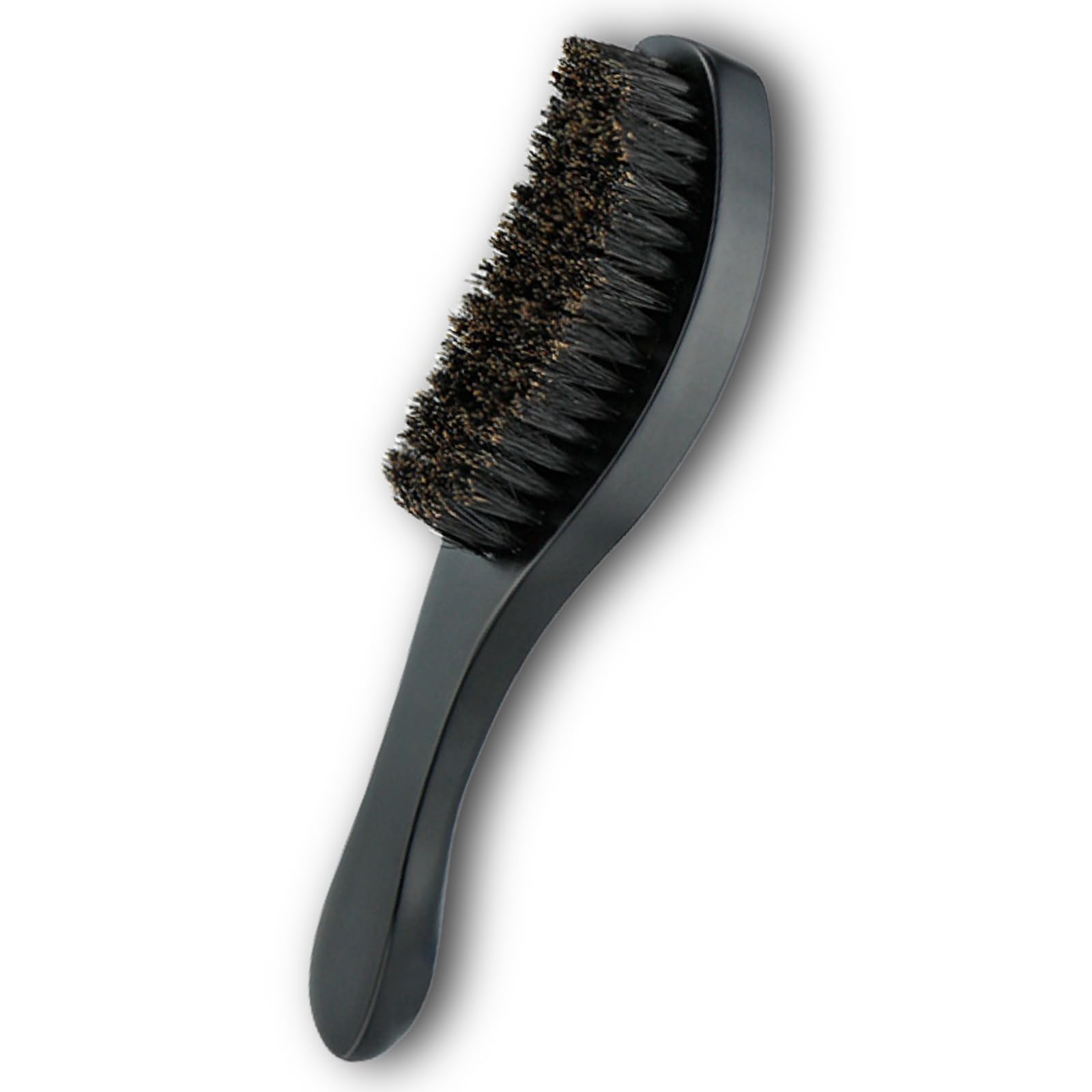 XYOLing Premium Boar Bristle Beard Brush - Slick Back Hair Brush for Thick, Long or Curly Hair - Soft Black Wood Handle with Ridged Back