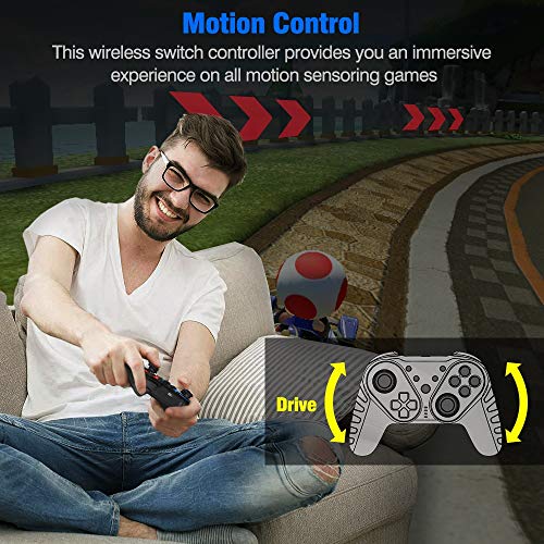 BEBONCOOL Wireless Controller with Amibo Function for Nintendo Switch/Pro/Lite, NFC Remote with Turbo/Motion Control/Dual Shock for Nintendo Switch Pro Controller