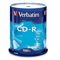 Verbatim 700MB 52x 80 Minute Branded Recordable Disc CD-R - 100-Disc Spindle, FFP 97458