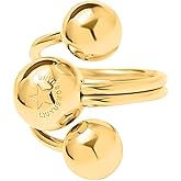 Hebelee Fashion Ball Statement Ring for Women Girls Stainless Steel Layered 3 Round Balls Open Wrap Finger Rings Comfort Fit Geometric Unique Christmas Birthday Party JewelrySize 7-8