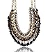 Black Bohemian Acrylic Beads Chunky Weave Bib Choker Necklace Pendant H129K05