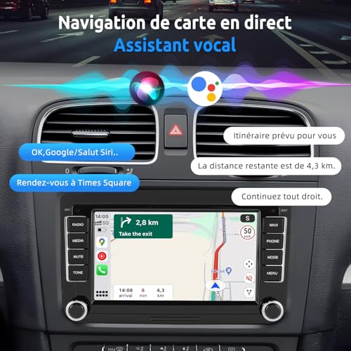 ESSGOO [4+64G] Car Radio VW Golf 5/6 — CarPlay/Android Auto Wireless, DSP | Golf 5/6, Passat B6/B7, Polo 5, Touran, Tiguan, Caddy, T5 Android 15, DSP 15 bands Plug & Play, Canbus included