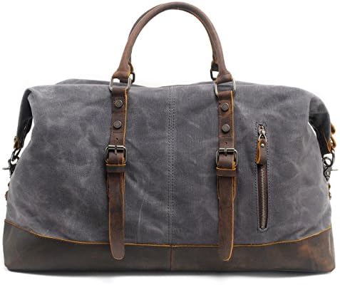 High quality canvas and leather large capacity bag,men travel bag831-2 (Dark Grey)