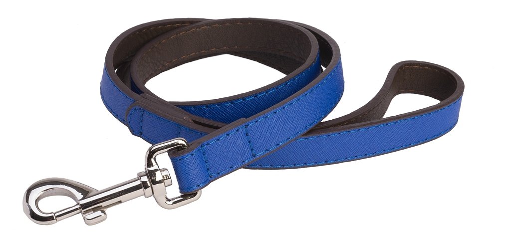 DO & G Leather Collection Dog Lead, Navy Blue