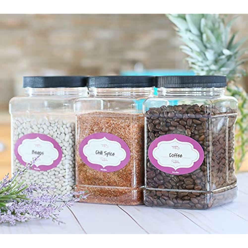 48 Oz Plastic Storage Jars Lids Pack 3 Large Clear Empty Containers