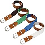 BMC Boys 4pc Solid Colored Adjustable Elastic Band With Leather Loop Belt Set