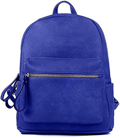 Korjo Women Backpack Purse PU Leather Simple Design Casual Daypack Fashion School Backpack for Girls Blue