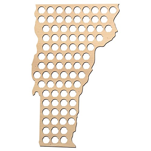 Vermont Beer Cap Map VT - 14.1x23 inches - 83 caps - Beer Cap Holder Vermont - Birch Plywood
