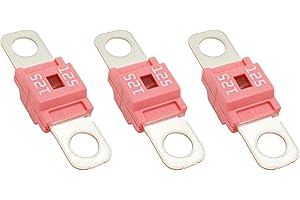 KEVWR AMI Pack of 3 Midi Fuse, 125 Amp High Current, Bolt-on, Used in Cars, Trucks, Construction Vehicles, Agricultural Machinery, Caravans, Passenger Cars, Electrocar Golf Cart