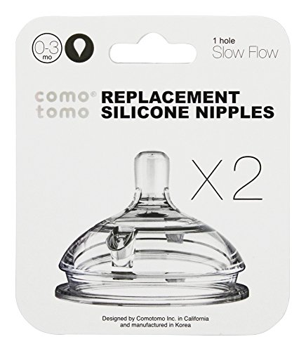 Comotomo - Silicone Replacement Nipples Slow Flow 0-3m - 2 Pack