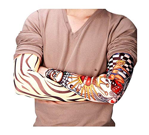 Pinkiou Arm Sleeves Temporary Tattoo Outdoor Sun Protective Cover Body Art Fake Arm Accessories 6 pcs Tattoo Sleeves (L)