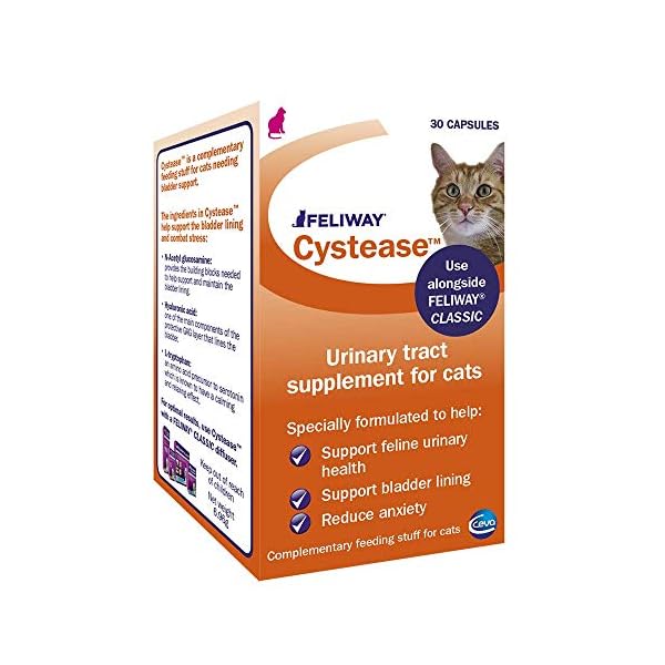 FELIWAY-Cystease-for-stress-related-bladder-problems-in-cats-30-Capsules FELIWAY Cystease, for stress-related bladder problems in cats Capsules, 30 Count (Pack of 1)