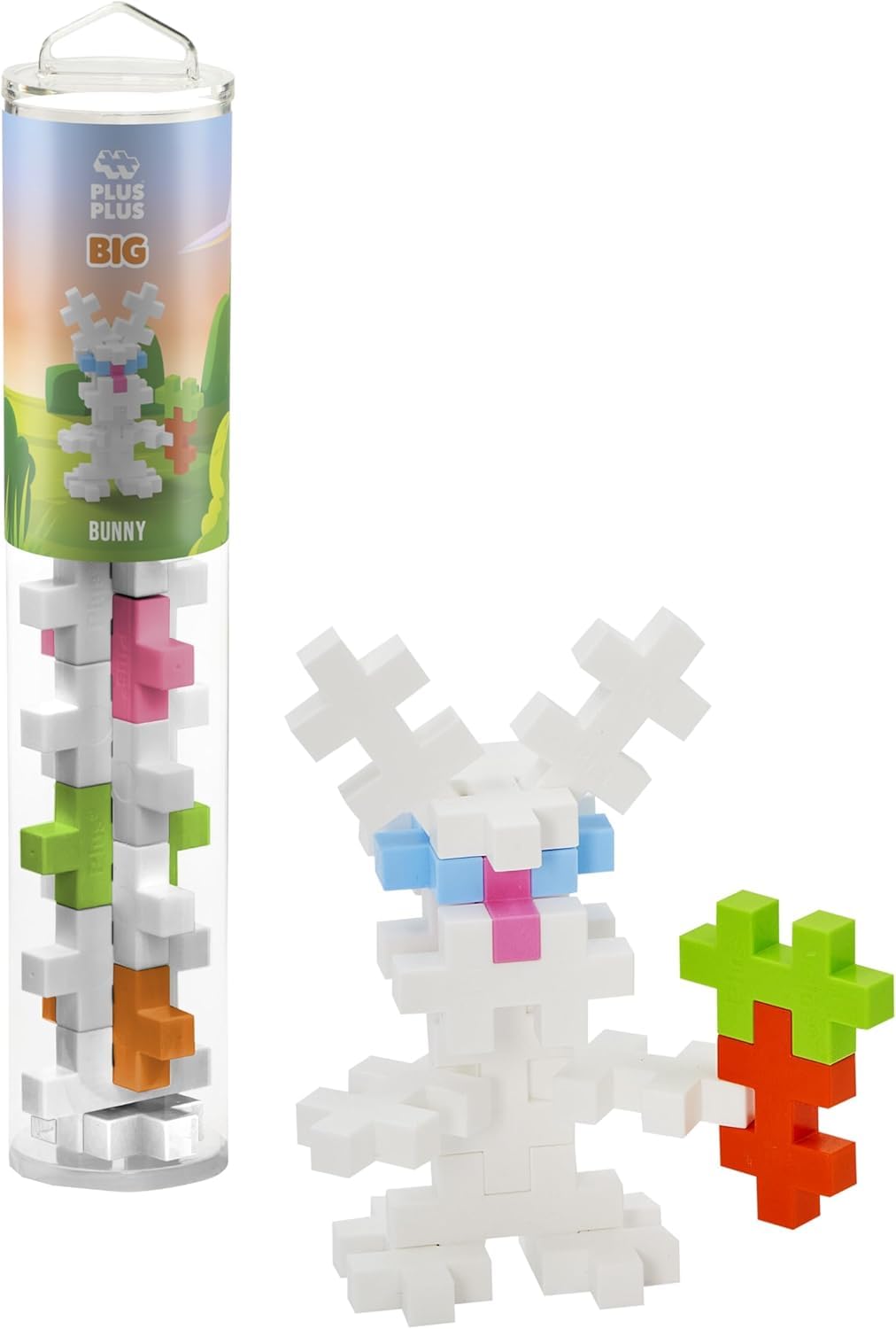 PLUS PLUS Building Blocks - 15 Large Durable Pieces for Bunny Build, Great Easter Gifts - Kids Construction Toys, Learning Resources and STEM Play - Toys For 1 Year Old Boys and Girls, Bunny