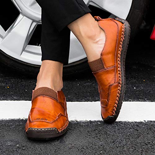 Dermanony Men's Leather Dress Shoes Summer Casual Leather Sandals Breathable Tide Outdoor Beach Shoes Red - Thumbnail 4