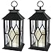 Decorative Lighed Lanterns - Black LED Decorative Lanterns with a Flameless Pillar Candle - Remote Control - 4 Hour Timer - Indoor Outdoor Lighting - Set of 2 - 13