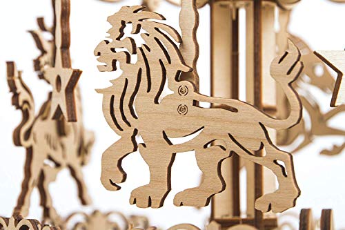 Wood Trick Wooden Carousel Horse Toy, Merry-Go-Round Model - 3D Wooden Puzzle for Adults and Kids