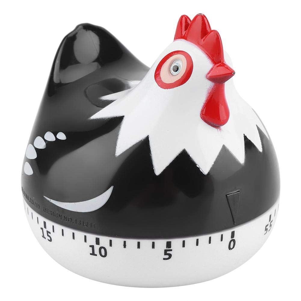 Digital Kitchen Timer, Lovely Chicken Shape Mechanical Alarm Gadgets Countdown Clock Reminder Mini Cooking Timer Alarm 55 Minutes for Cooking, Baking, Sports, Games, Office (Black)