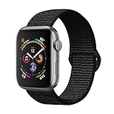 amBand Compatible for Apple Watch Sport Loop Band 42mm 44mm, Breathable Nylon Replacement Band Compatible for Apple Watch Series 1/2/3/4, Sport, Edition-New Dark Black