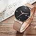 LIGE Slim Case Mens Quartz Watches with Mesh Band Waterproof Sport Wristwatch Gold Black
