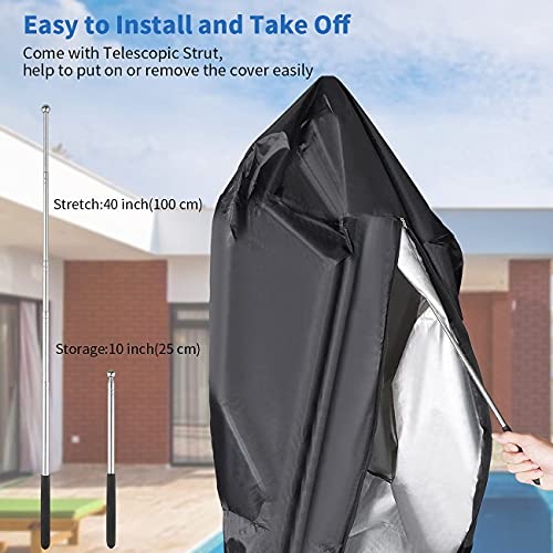Patio Heater Cover Waterproof with Zipper, Telescopic Strut and Storage