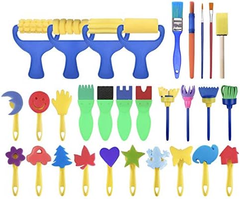 Adanse Children's Art Painting Set Kids Art & Craft 30 Pieces Sponge Painting Brushes Kids Painting Kits Early DIY