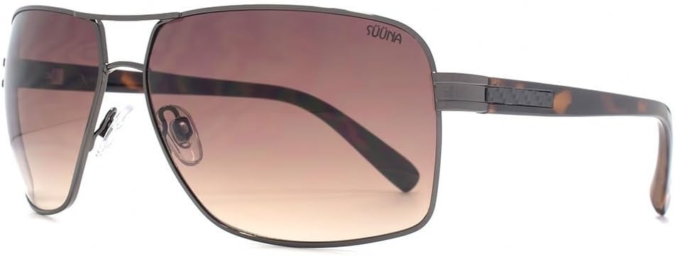 SUUNA Atlanta Rectangle Aviator Sunglasses in Shiny Dark Gunmetal SUU159