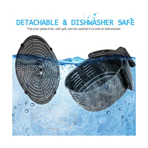 Uten-65L-Air-Fryer-1800W-with-Rapid-Air-Technology-for-Healthy-Oil-Free-Low-Fat-Cooking-Baking-and-Grilling-PlasticBlack Air Fryer Oven, Air Fryers 6.5L Uten Oil Free Fryer with Temperature Control and Timer, with Partition and Bracket…