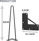 WINSOON 4Pcs Hairpin Table Legs 30cm 350lbs Satin Black Finish view 2